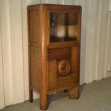 Solid oak display cabinet in the style of Charles Dudouyt, 1950s