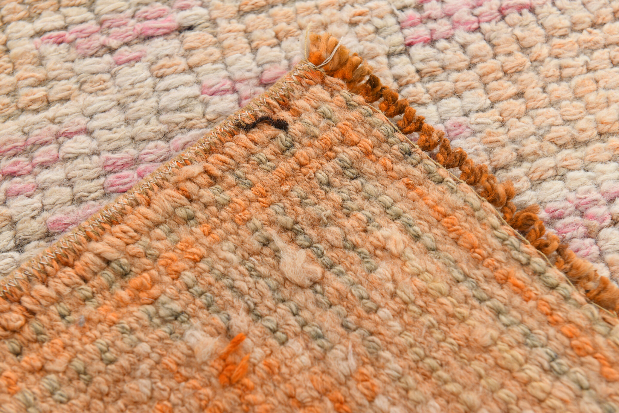 3x13 pale pink & orange turkish runner rug 82x403cm