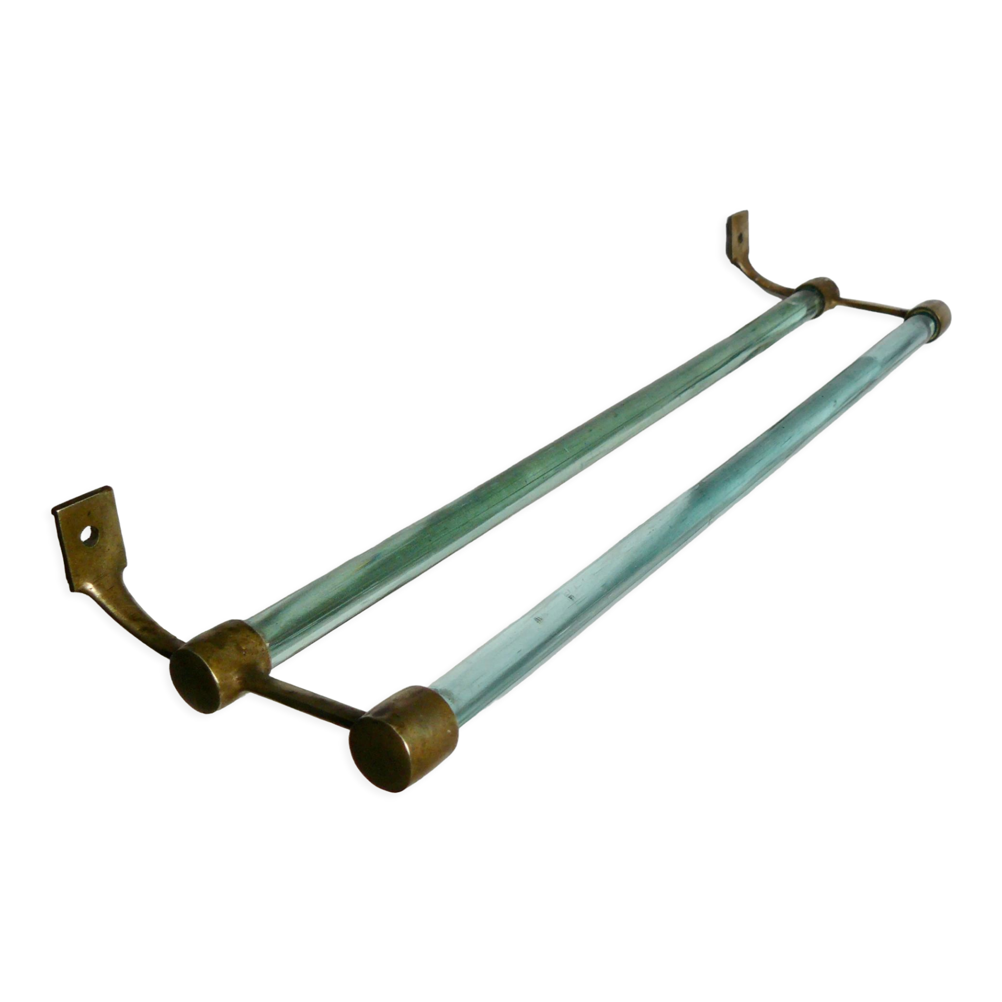 Art deco towel rack brass and glass