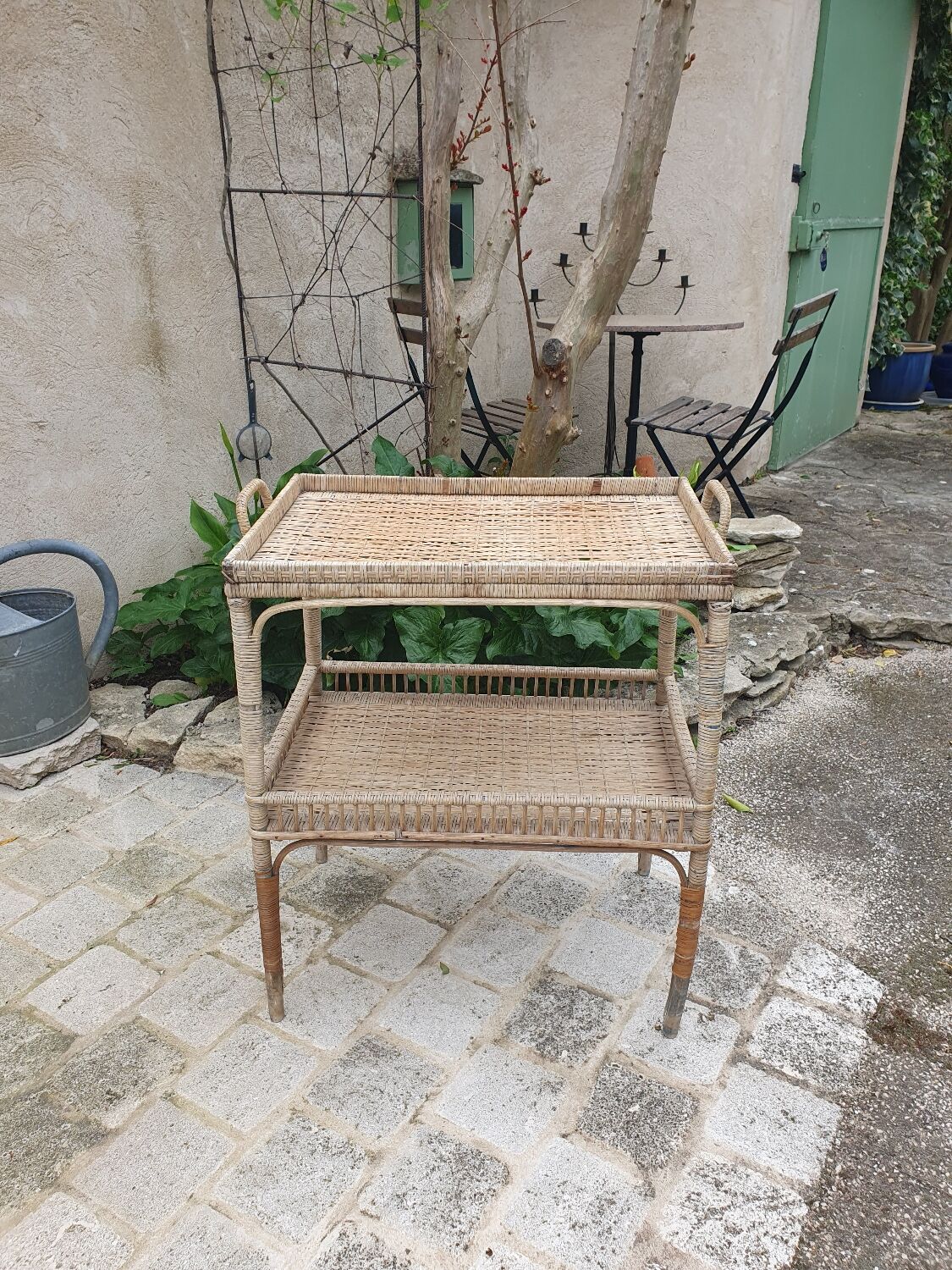 Rattan side table