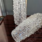 Pair of vintage moulded glass lampshades