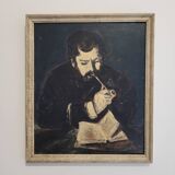 Table Painting Old Painter Portrait Sisley By R. COSTES 20th Century
