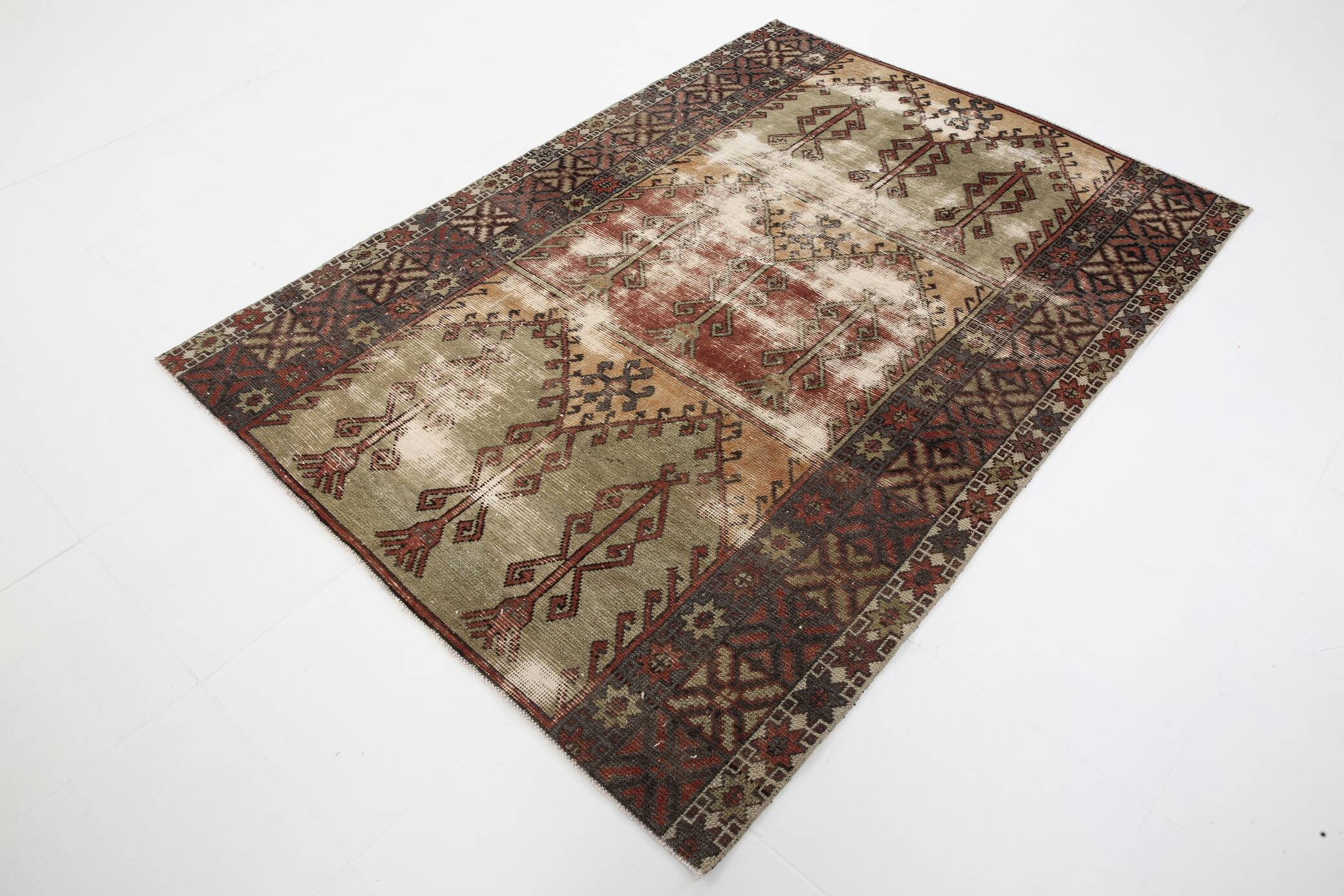 5x7 Classic Brown Red Handmade Vintage Rug, 151x214Cm SK 3054
