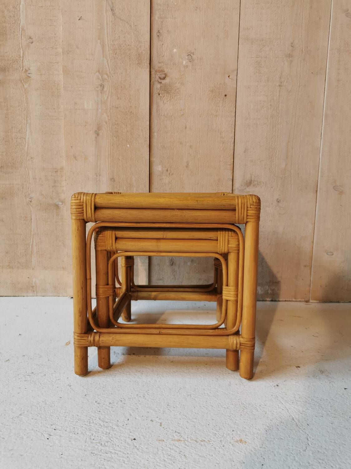Rattan nesting tables