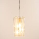 Cylindrical suspension light with crystal glass by Doria, Germany, 1970s.