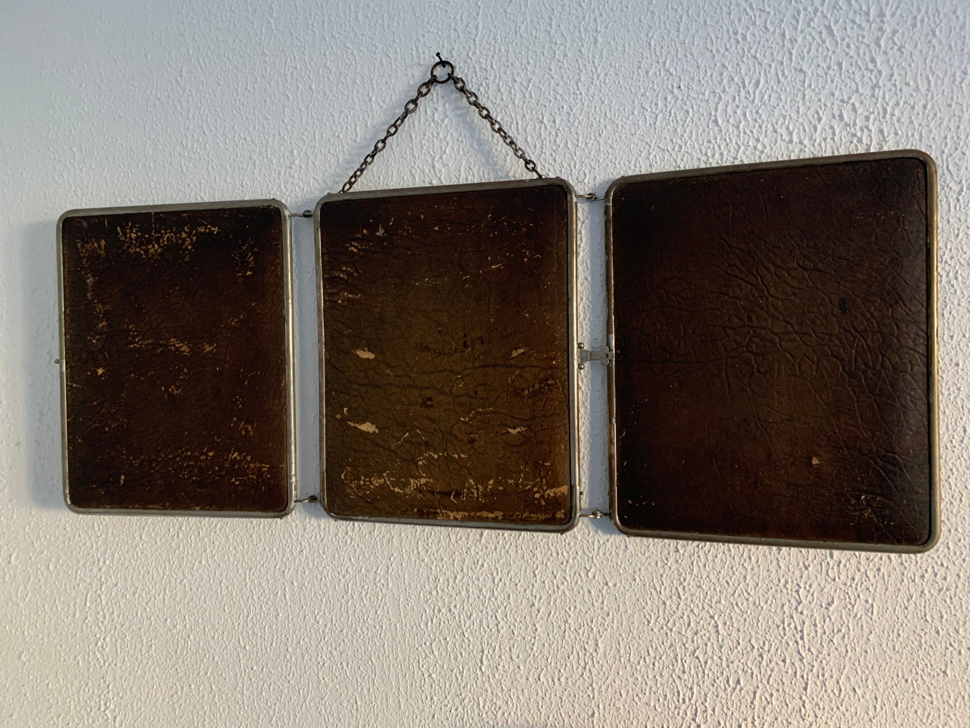 Vintage mirror 1930 triptych barber hairdresser - 30 x 78 cm