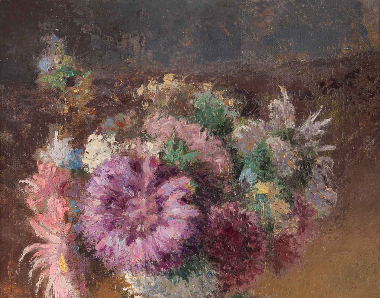 Small bouquet of flowers on entablature-signed J. Nebesov-dated 1935