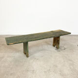 Green painted wooden farmhouse bench