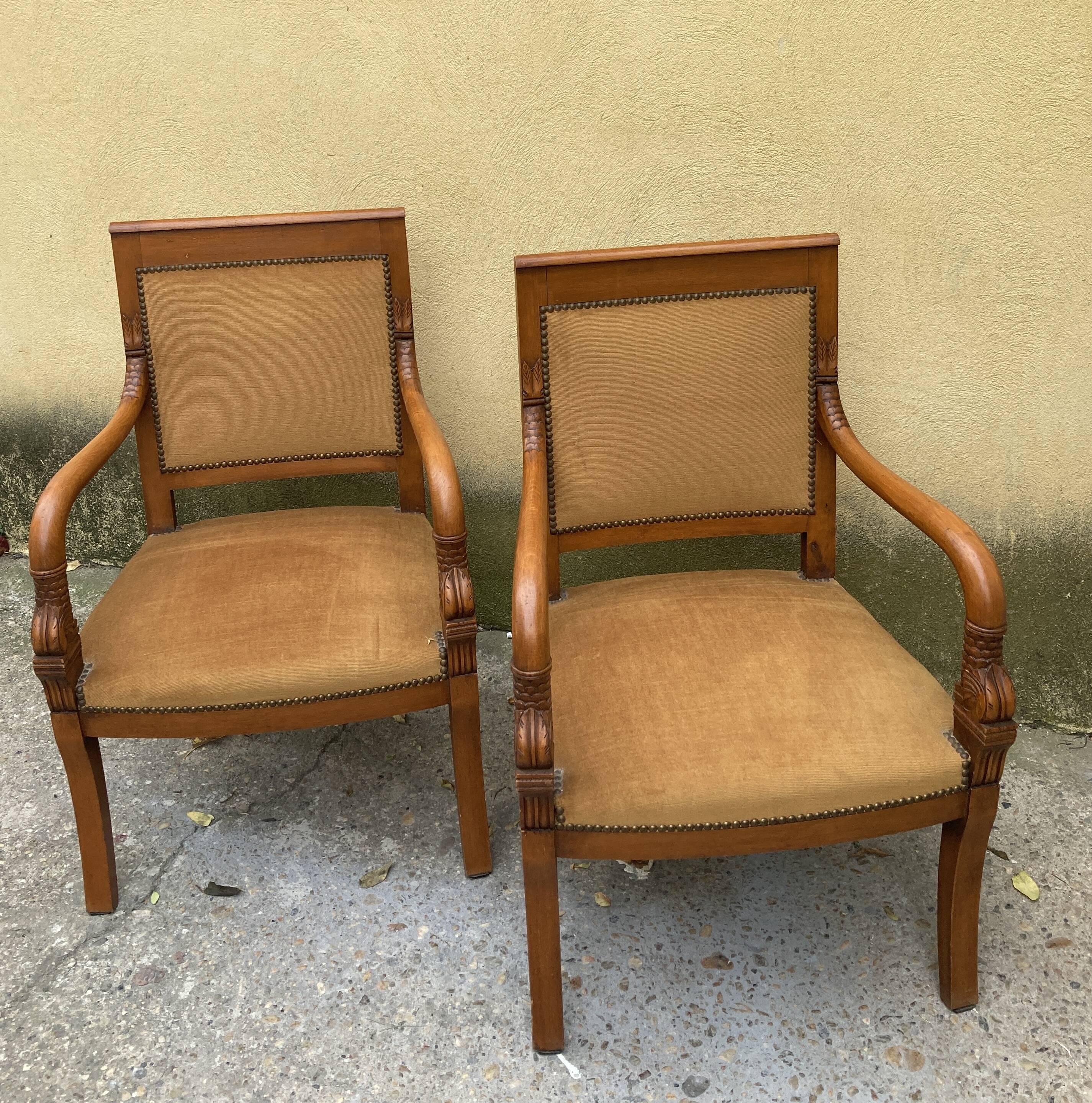 Pair of mustard-colored armchairs - classic style