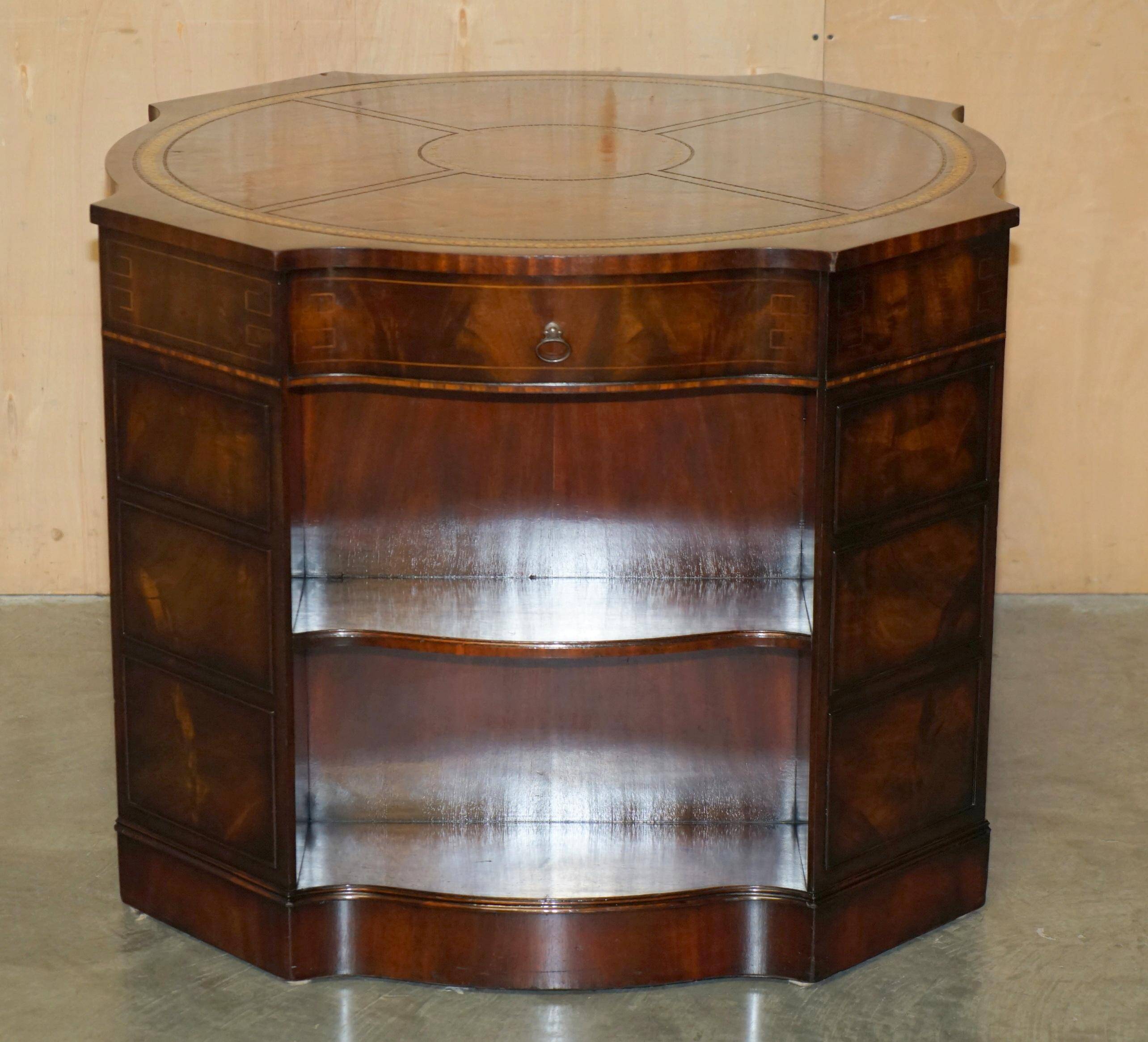Bureau à piédestal en cuir teint à la main pour 2 personnes