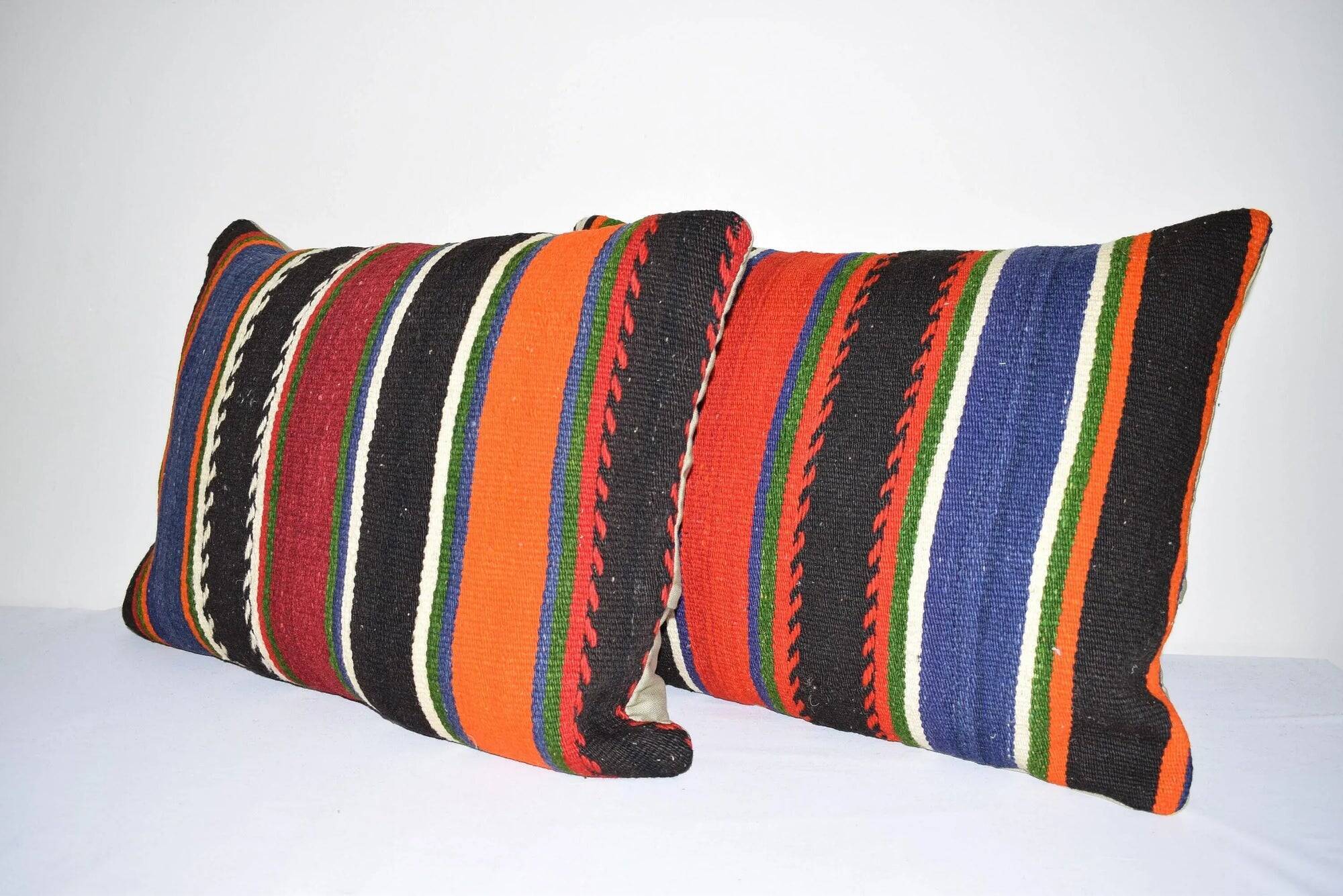 Set of 2 vintage kilim cushion covers 46x61 cm