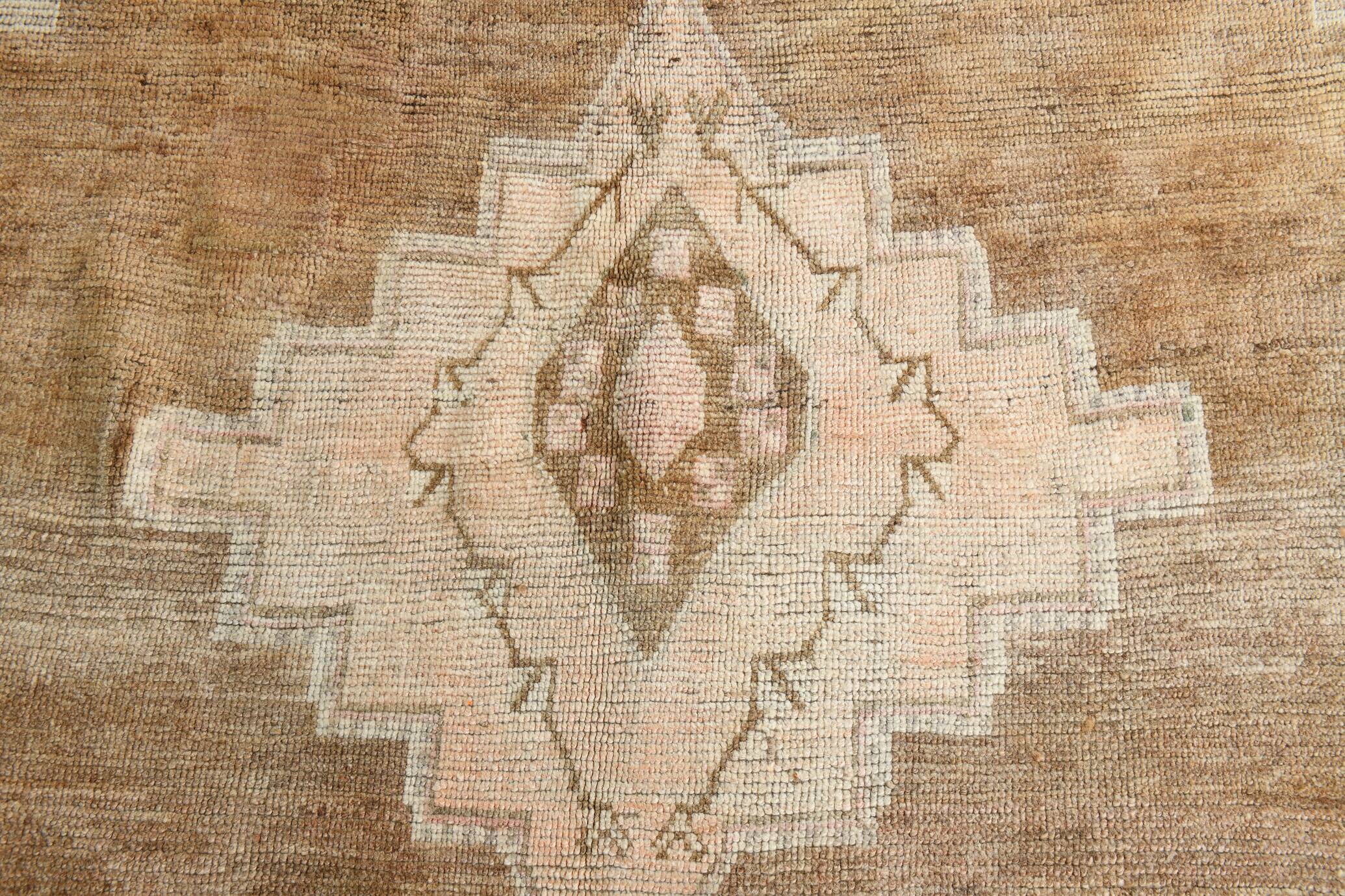 Vintage Neutral Faded Brown Mid Century Modern Turkish Vintage, 190x340 Cm