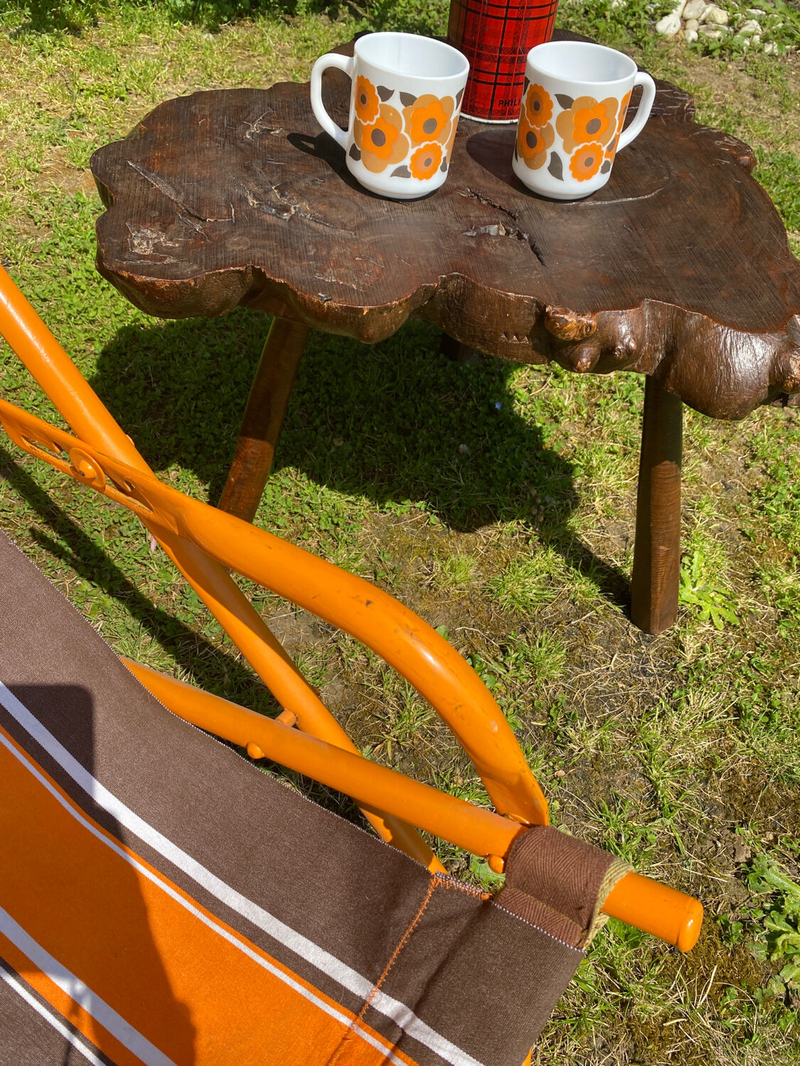Old orange vintage deckchair