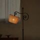 20th-century wrought iron floor lamp with swirling detail, Danish Art Deco.
