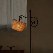 20th-century wrought iron floor lamp with swirling detail, Danish Art Deco.