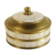 Round brass and mother-of-pearl box 9 x 7 cm