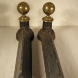 Pair of cast iron and brass chenets