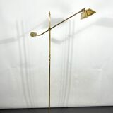 Lampadaire italien en laiton massif réglable vintage des années 70
