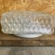 Square Ceiling Light Fixture, Vintage Moulded Glass + White Metal Support #