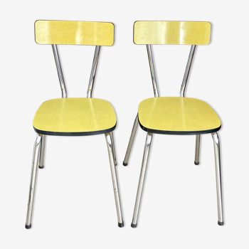 Paire de chaises formica jaune