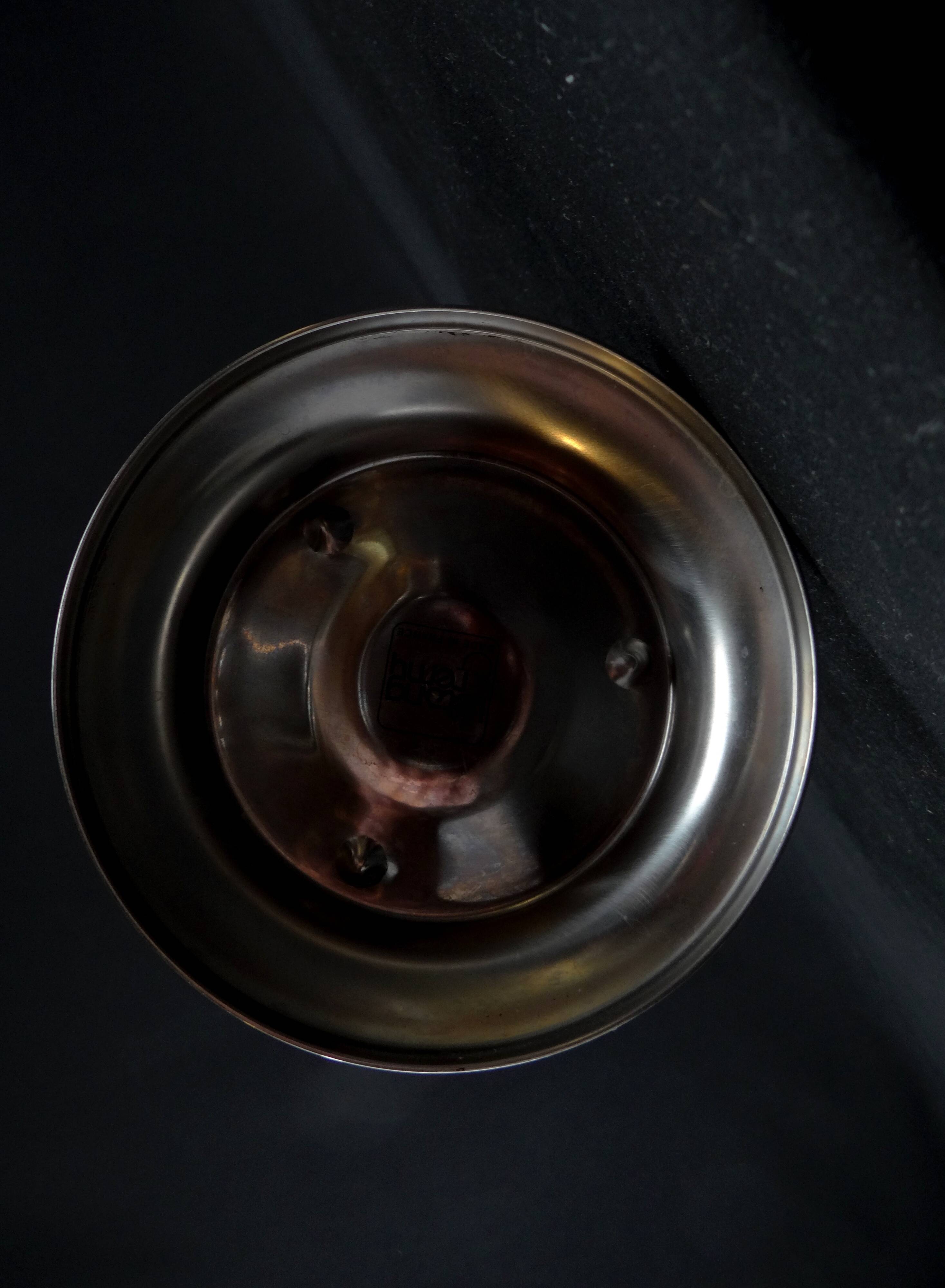 Vintage 80s silver and gold stainless steel champagne bucket by Létang Rémy