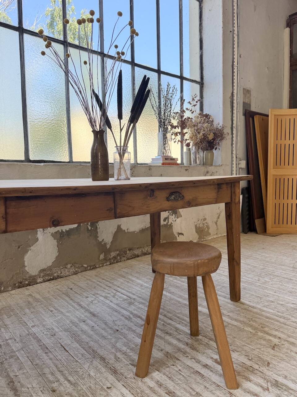 1950s pine farmhouse table 220cm