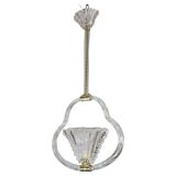 Charming Ercole Barovier Art Deco Chandelier, 'Bullicante' Glass Murano, 1940s