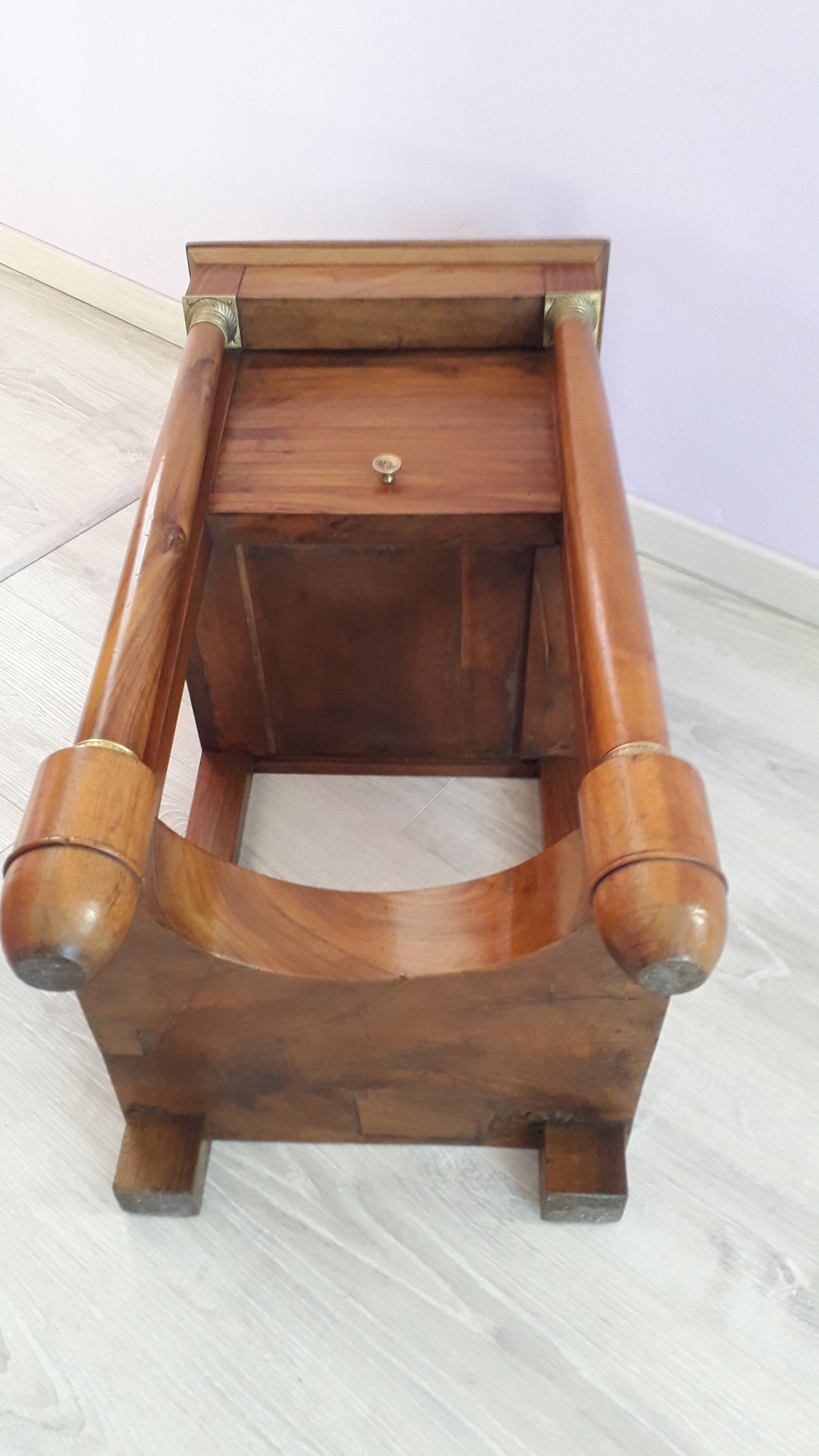 Empire period bedside table in solid walnut