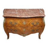 Louis XV style curved chest of drawers in marquetry circa 1880