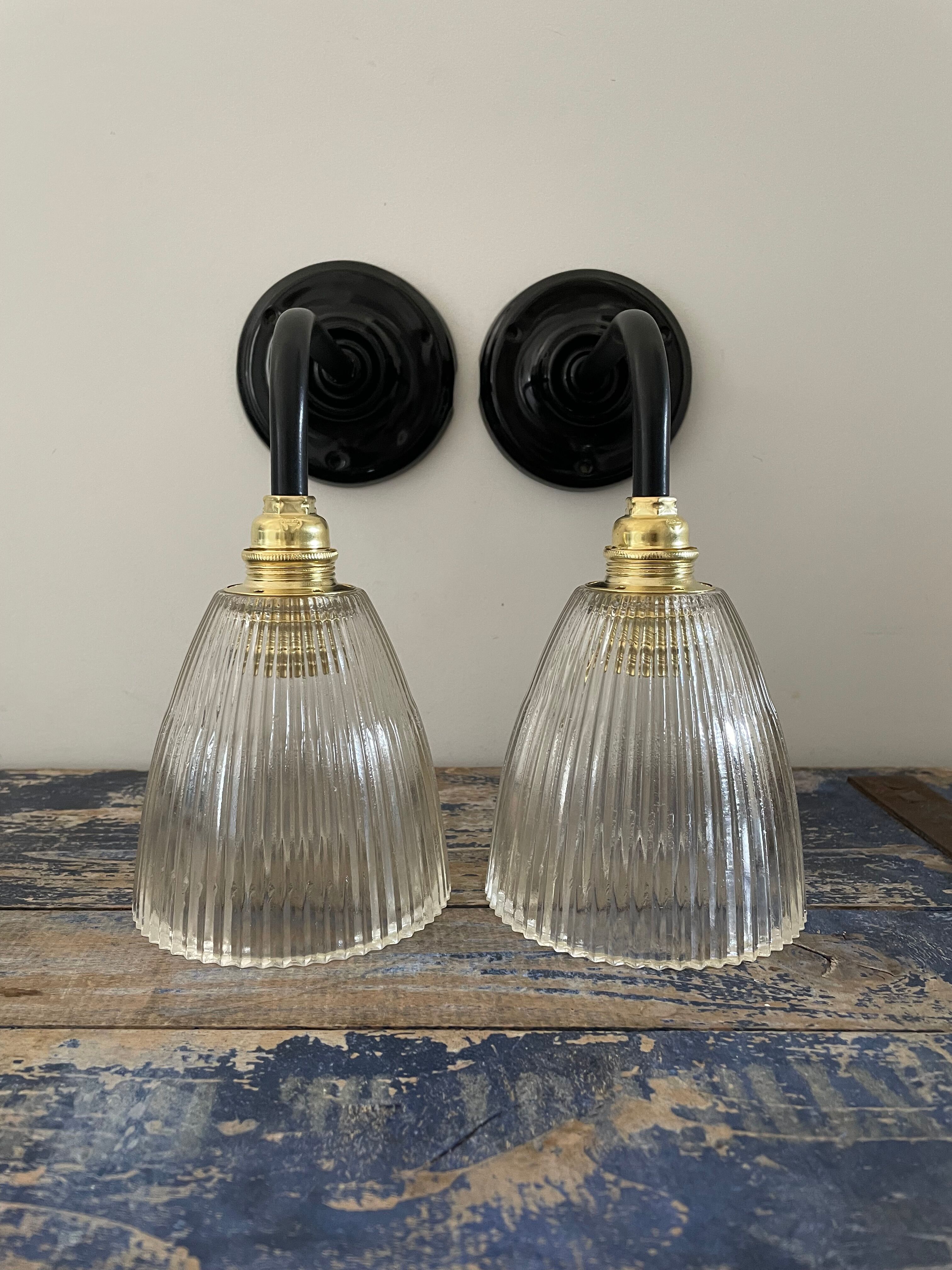 Pair of holophane vintage wall sconces