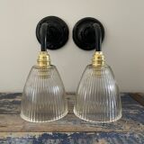Pair of holophane vintage wall sconces