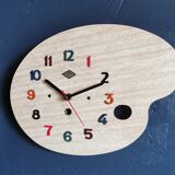 Vintage formica clock silent wall clock painter palette "Jura spruce"