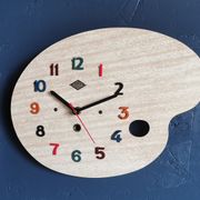 Vintage formica clock silent wall clock painter palette "Jura spruce"