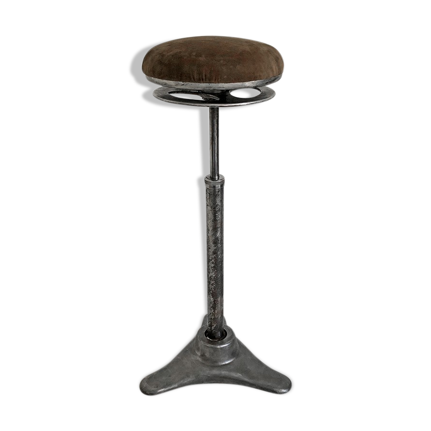 Vintage dentist's stool in aluminum from the 50s