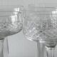 5 chiseled glass cocktail glasses.