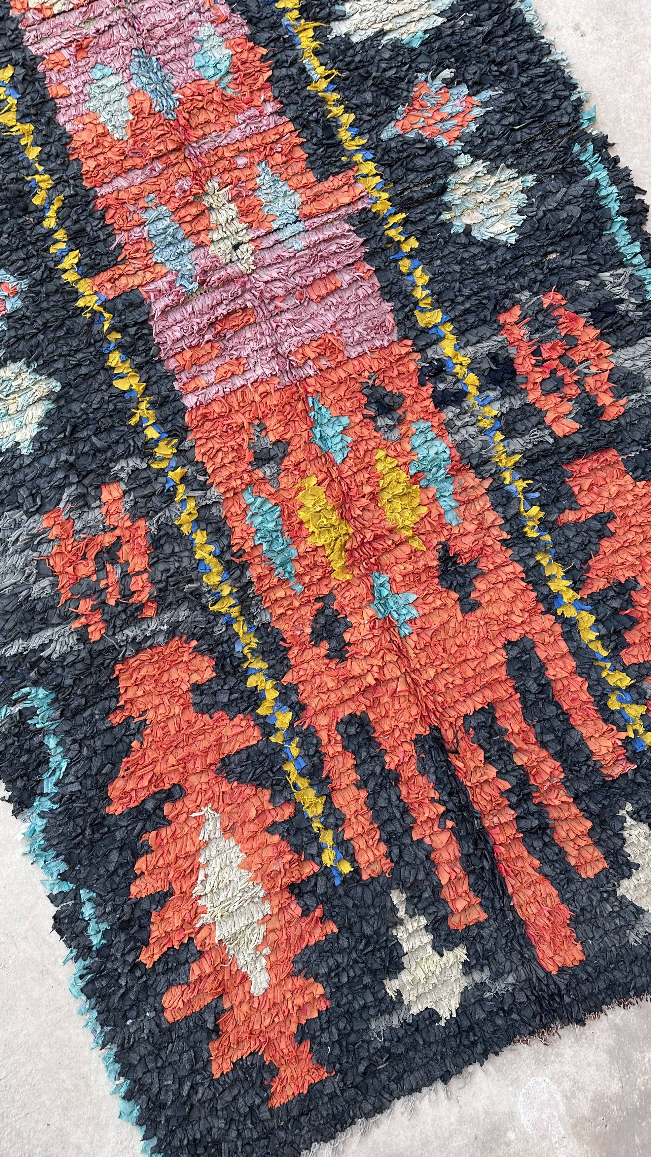 Berber carpet Boucherouite 126 x 269 cm