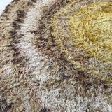 195cm multi-color scandinavian psychedelic batik high pile pop art rya rug 1970s