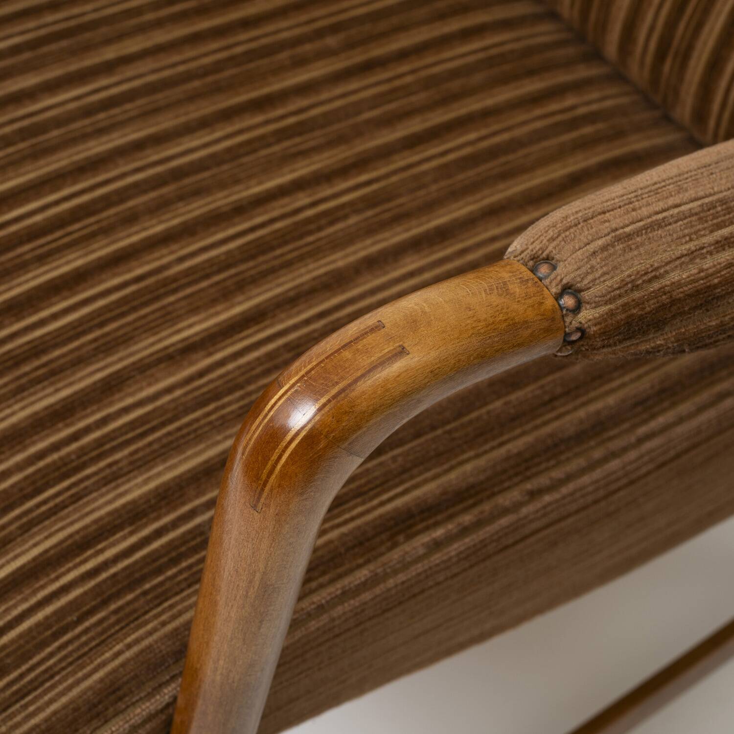 Italian lounge chair in beech and fabric, 1950s
