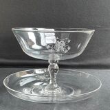 Coupe à dessert (compotier) avec plateau monogrammés en cristal léger