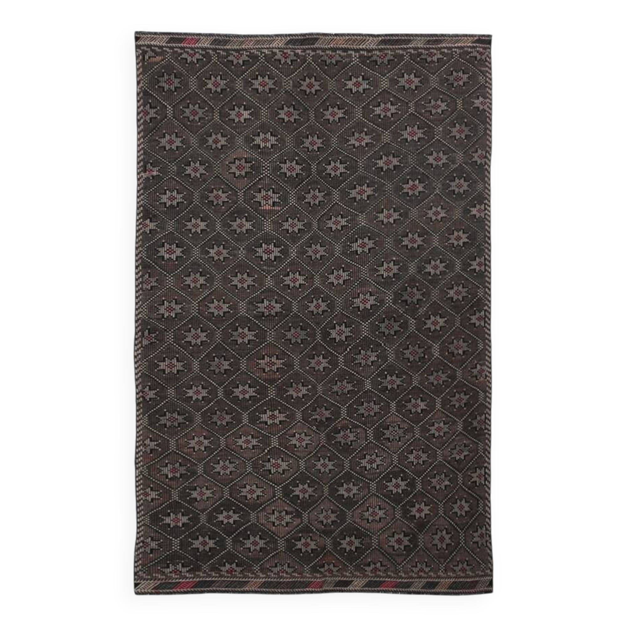 6x10 Brown Yellow Vintage Kilim Rug, 183x297Cm