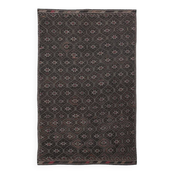 6x10 Brown Yellow Vintage Kilim Rug, 183x297Cm