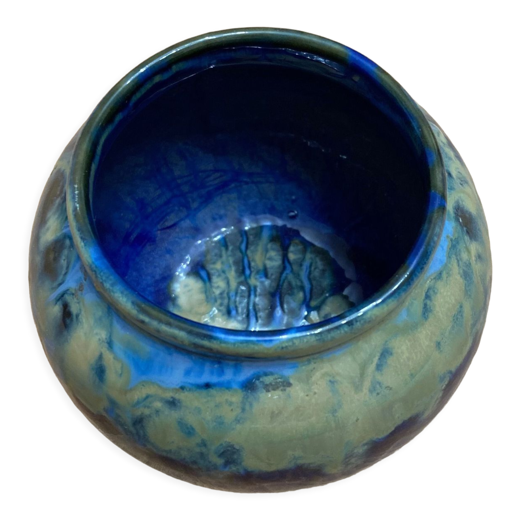 Blue ceramic round pot