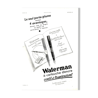 Affiche vintage années 30 Stylo Jif Waterman