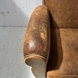 Antique 20th century tan leather club armchair