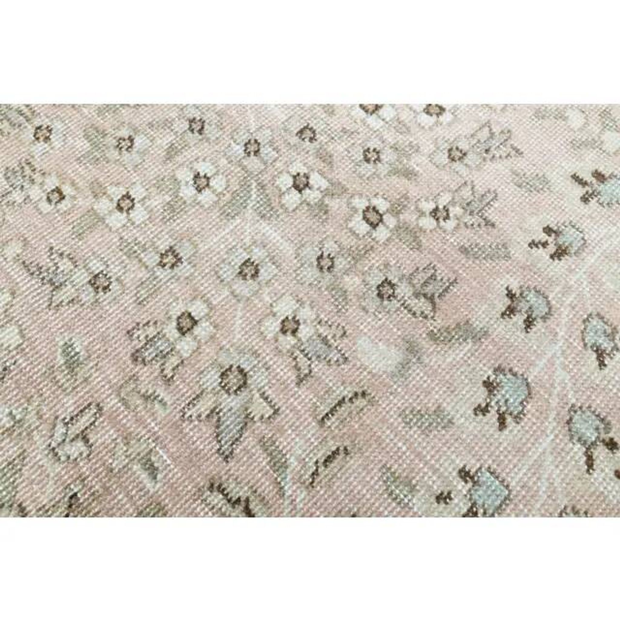 1970s Vintage Persian Handmade Wool Cotton Beige Area Rug 287x367