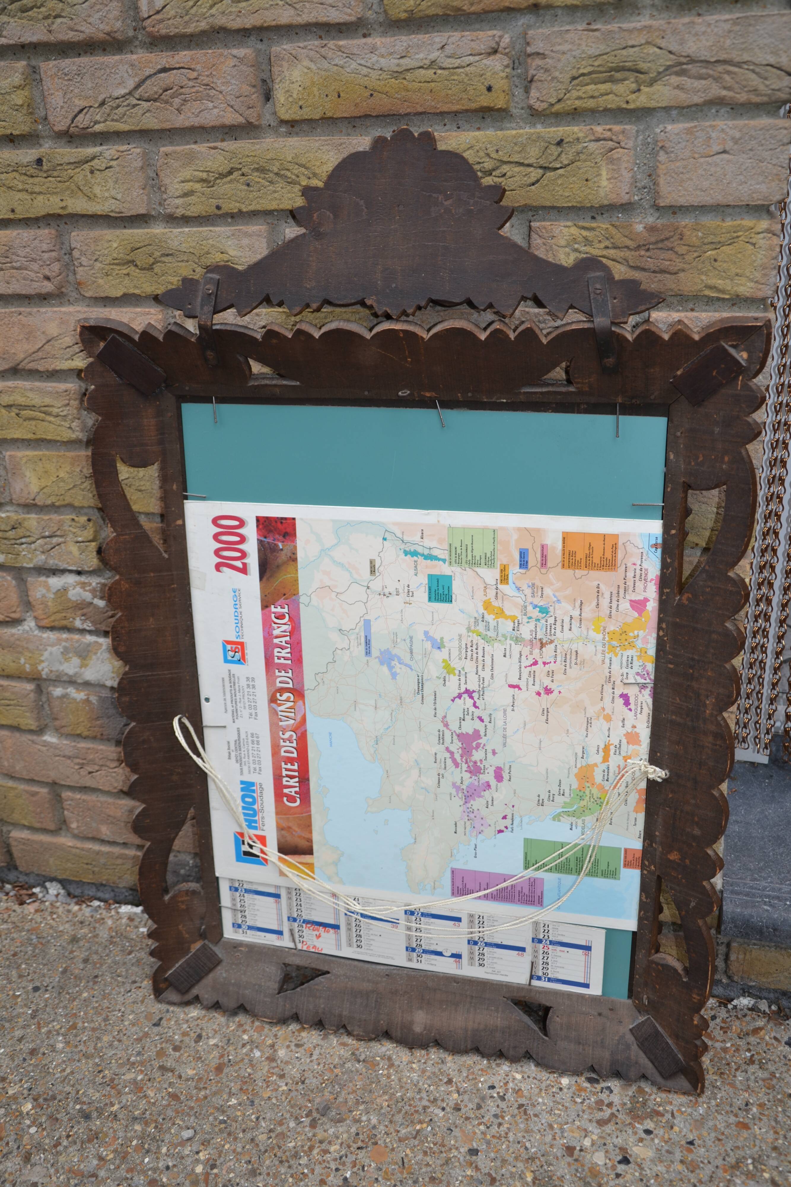 Old large carved wooden mirror 62/93