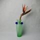 Green and blue satin murano glass vase, Menphis style, Italy, 1980