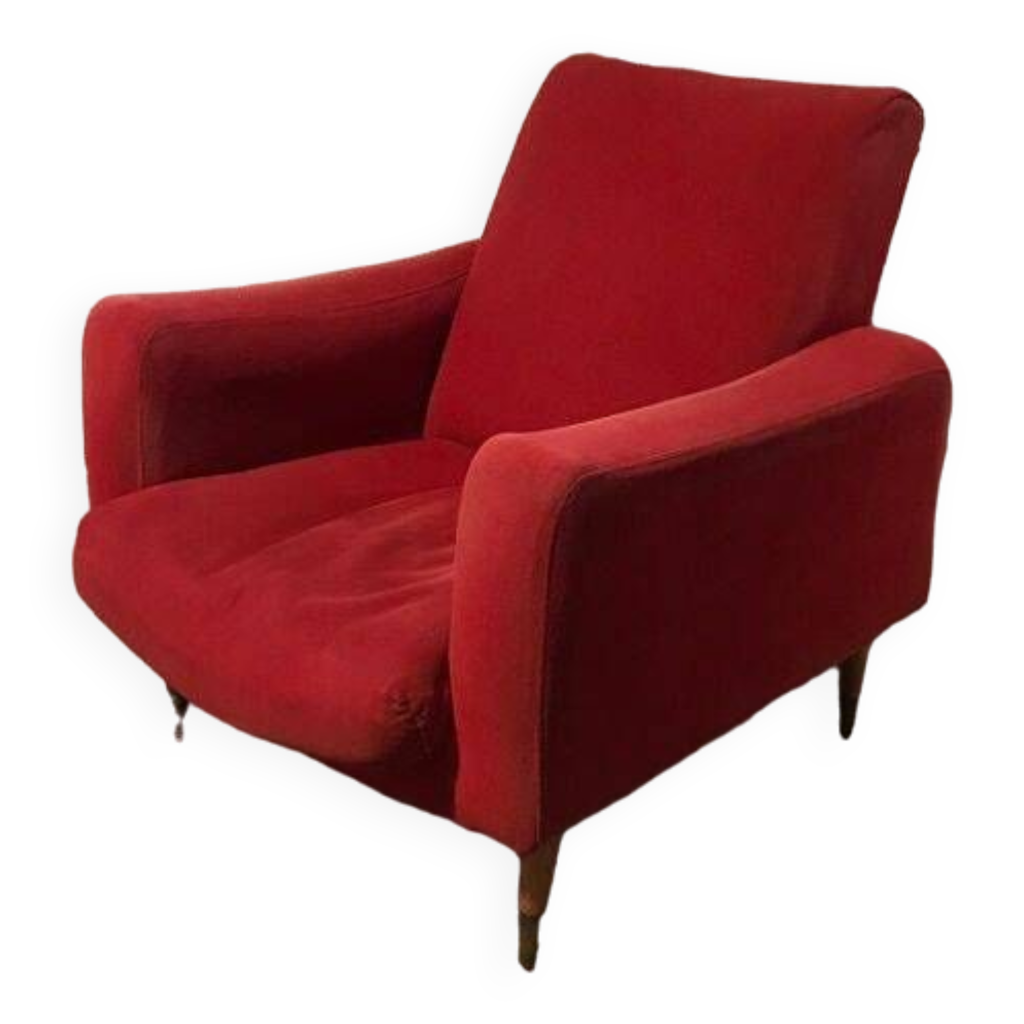 Vintage 1960s/70s armchair in short red velvet