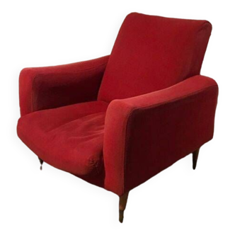 Vintage armchair from the 60s/70s in red velvet