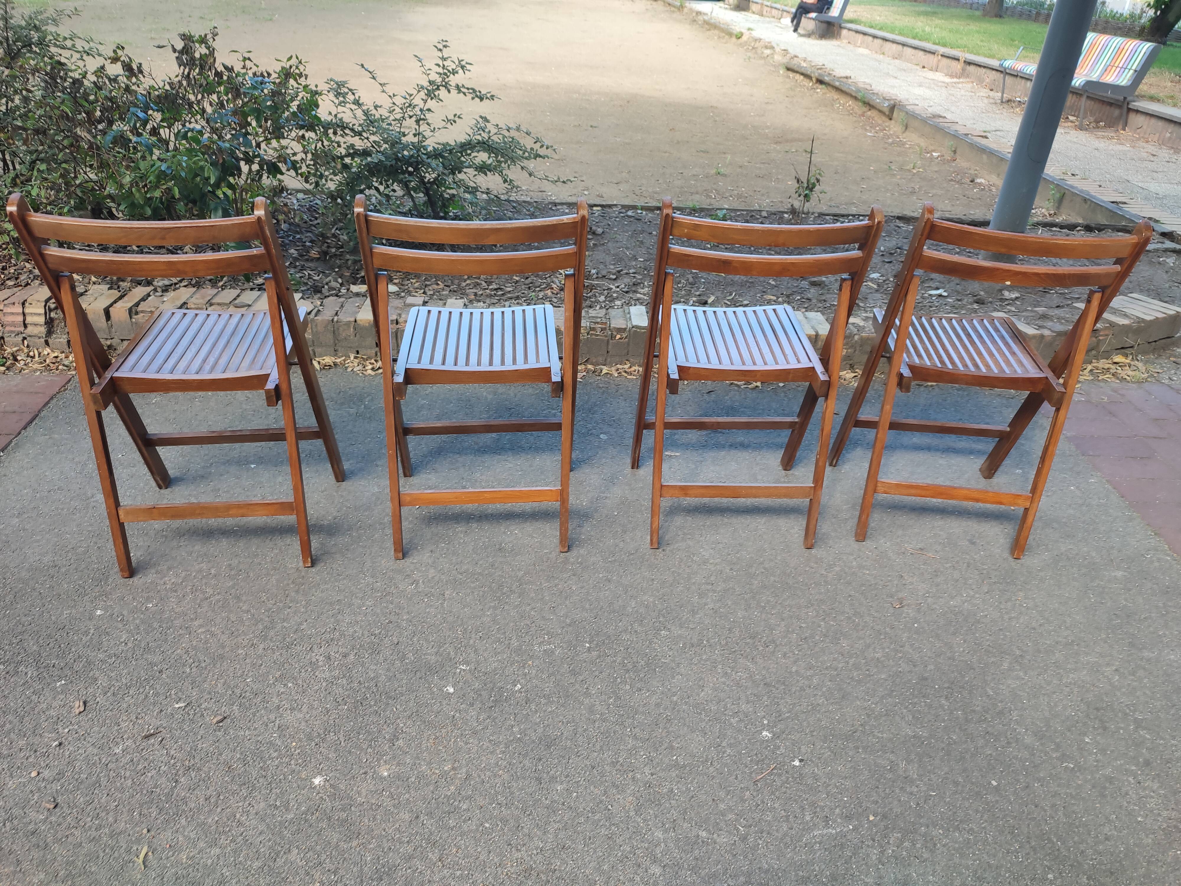 4 folding teak chairs
